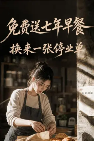 《免费送七年早餐，换来一张停业单（50集）AI短剧（夸克网盘）》短剧封面