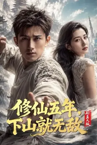 《修仙五年，下山就无敌AI真人版（100集）AI短剧 (2026)》短剧封面