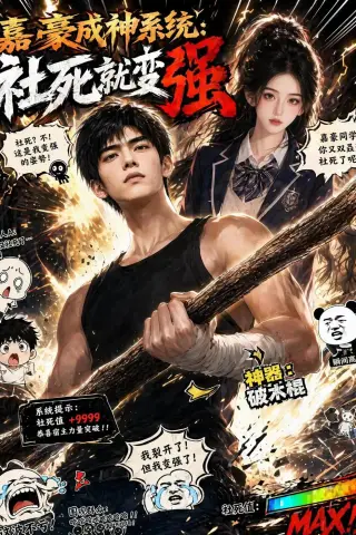 《嘉豪成神系统：社死就变强（61集）AI短剧（夸克网盘）》短剧封面