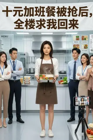 《十元加班餐被抢后，全楼求我回来（62集）AI短剧 (2026)》短剧封面