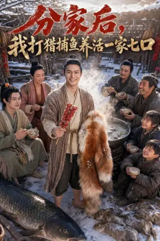 《分家后，我打猎捕鱼养活一家七口（78集）Ai短剧（夸克网盘）》短剧封面