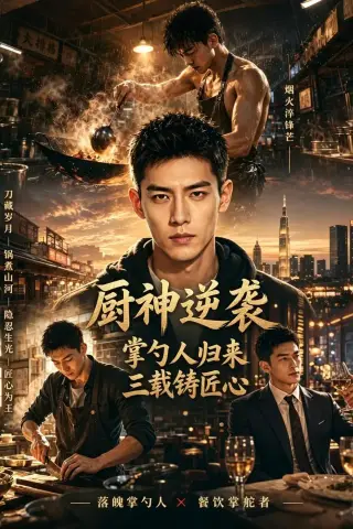 《厨神逆袭：掌勺人归来，三载铸匠心（95集）AI短剧（夸克网盘）》短剧封面