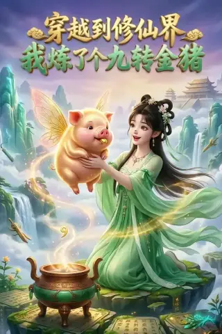 《穿越到修仙界，我炼了个九转金猪（39集）（夸克网盘）》短剧封面