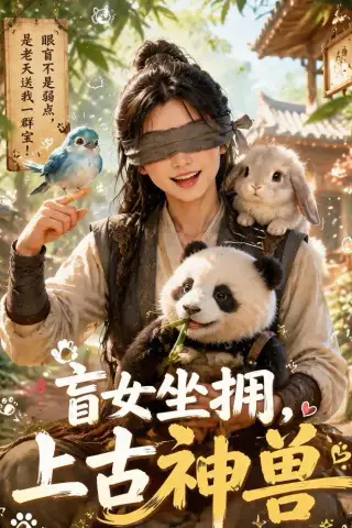 《盲女坐拥上古神兽（54集）AI短剧 (2026)》短剧封面