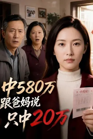 《中580万跟爸妈说只中20万（35集）AI短剧（夸克网盘）》短剧封面
