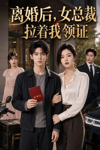 《离婚后，女总裁拉着我领证（45集）AI短剧 (2026)》短剧封面