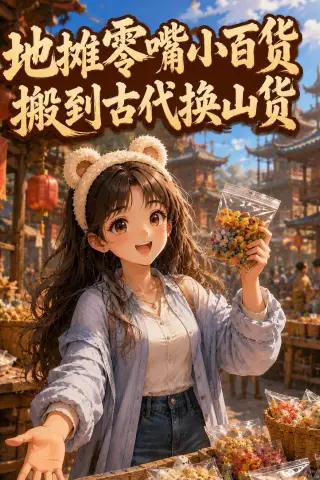 《地摊零嘴小百货，搬到古代换山货（83集）（夸克网盘）》短剧封面