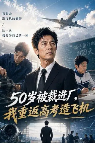 《50岁被裁进厂，我重返高考造飞机（54集）AI短剧（百度网盘）》短剧封面