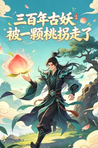 《三百年古妖被一颗桃拐走了（68集）（百度网盘）》短剧封面