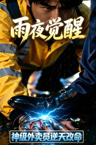 《雨夜觉醒：神级外卖员逆天改命（30集）AI短剧（夸克网盘）》短剧封面