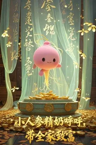 《小人参精奶呼呼带全家暴富》短剧封面