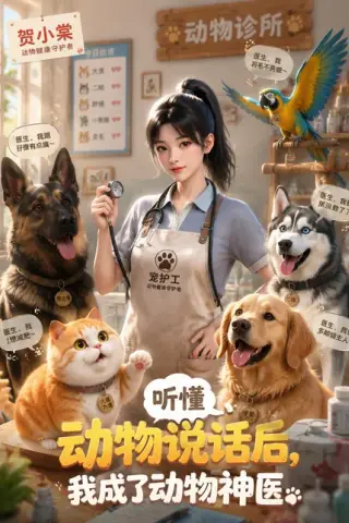 《听懂动物说话后，我成了动物神医（47集）（百度网盘）》短剧封面
