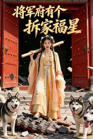 《将军府有个拆家福星（46集）AI短剧（夸克网盘）》短剧封面