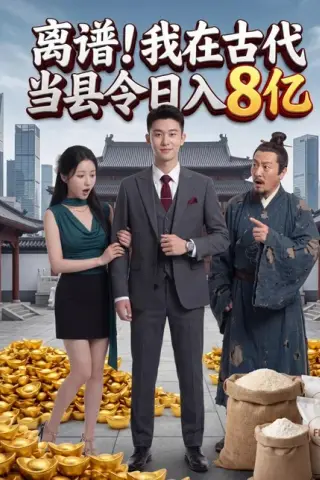《离谱！我在古代当县令日入8亿（61集）AI短剧（百度网盘）》短剧封面
