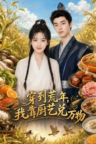 《穿到荒年，我靠厨艺兑万物（58集）AI短剧（夸克网盘）》短剧封面