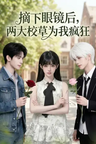 《摘下眼镜后，两大校草为我疯狂（100集）（夸克网盘）》短剧封面