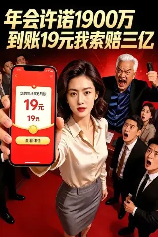 《年会许诺1900万，到账19元我索赔三亿（75集）（夸克网盘）》短剧封面