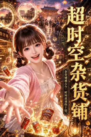 《超时空杂货铺杂货铺通古今，时间流速快十倍（93集）AI短剧（夸克网盘）》短剧封面