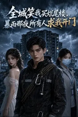 《全城笑我买烂尾楼，暴雨那夜所有人求我开门（73集）AI短剧（夸克网盘）》短剧封面