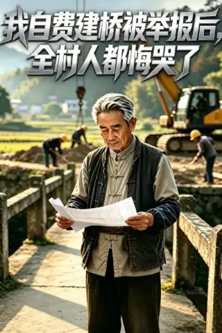 《我自费建桥被举报后，全村人都悔哭了（53集）AI短剧（夸克网盘）》短剧封面