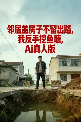 《邻居盖房子不留出路我反手挖鱼塘Ai真人版（17集）Ai短剧（百度网盘）》短剧封面