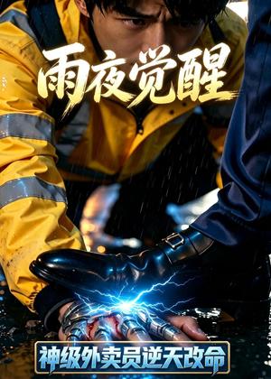 《雨夜觉醒:神级外卖员逆天改命(30集)AI短剧(夸克网盘)》短剧封面
