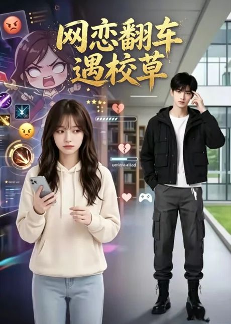《网恋翻车遇校草(21集)(夸克网盘)》短剧封面
