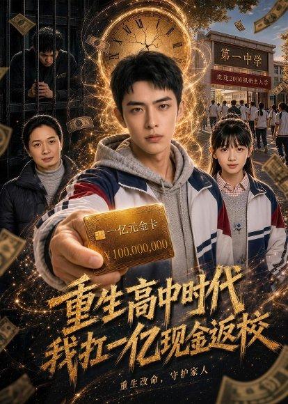 《重生高中时代我扛一亿现金返校(70集)AI短剧(百度网盘)》短剧封面