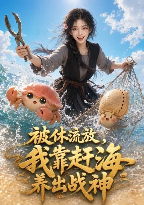 《被休流放,我靠赶海养出战神(62集)(夸克网盘)》短剧封面