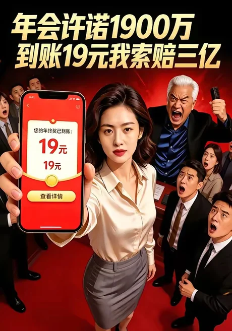 《年会许诺1900万,到账19元我索赔三亿(75集)(夸克网盘)》短剧封面