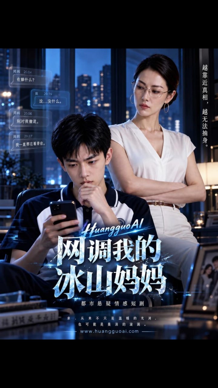 AI擦边短剧:网调我的冰山妈妈 《AI擦边短剧:网调我的冰山妈妈》短剧封面
