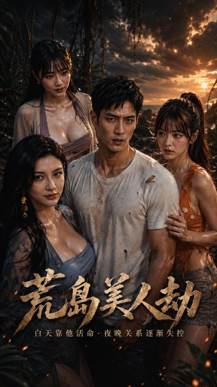 《AI擦边短剧:荒岛美人劫(迅雷网盘)》短剧封面