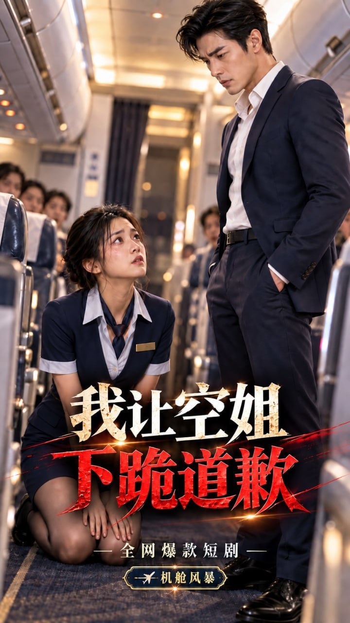 AI擦边短剧:我让空姐下跪道歉 《AI擦边短剧:我让空姐下跪道歉》短剧封面