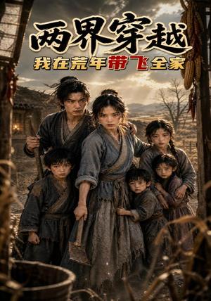 《两界穿越，我在荒年带飞全家（61集）（夸克网盘）》短剧封面