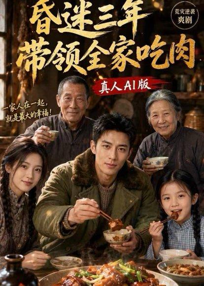 《昏迷三年，带领全家吃肉（78集）（百度网盘）》短剧封面