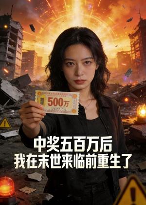 《中奖五百万后我在末世来临前重生了（13集）Ai短剧（夸克网盘）》短剧封面