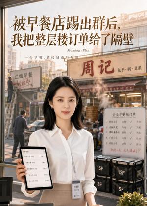 《被早餐店踢出群后，我把整层楼订单给了隔壁（66集）AI短剧（夸克网盘）》短剧封面