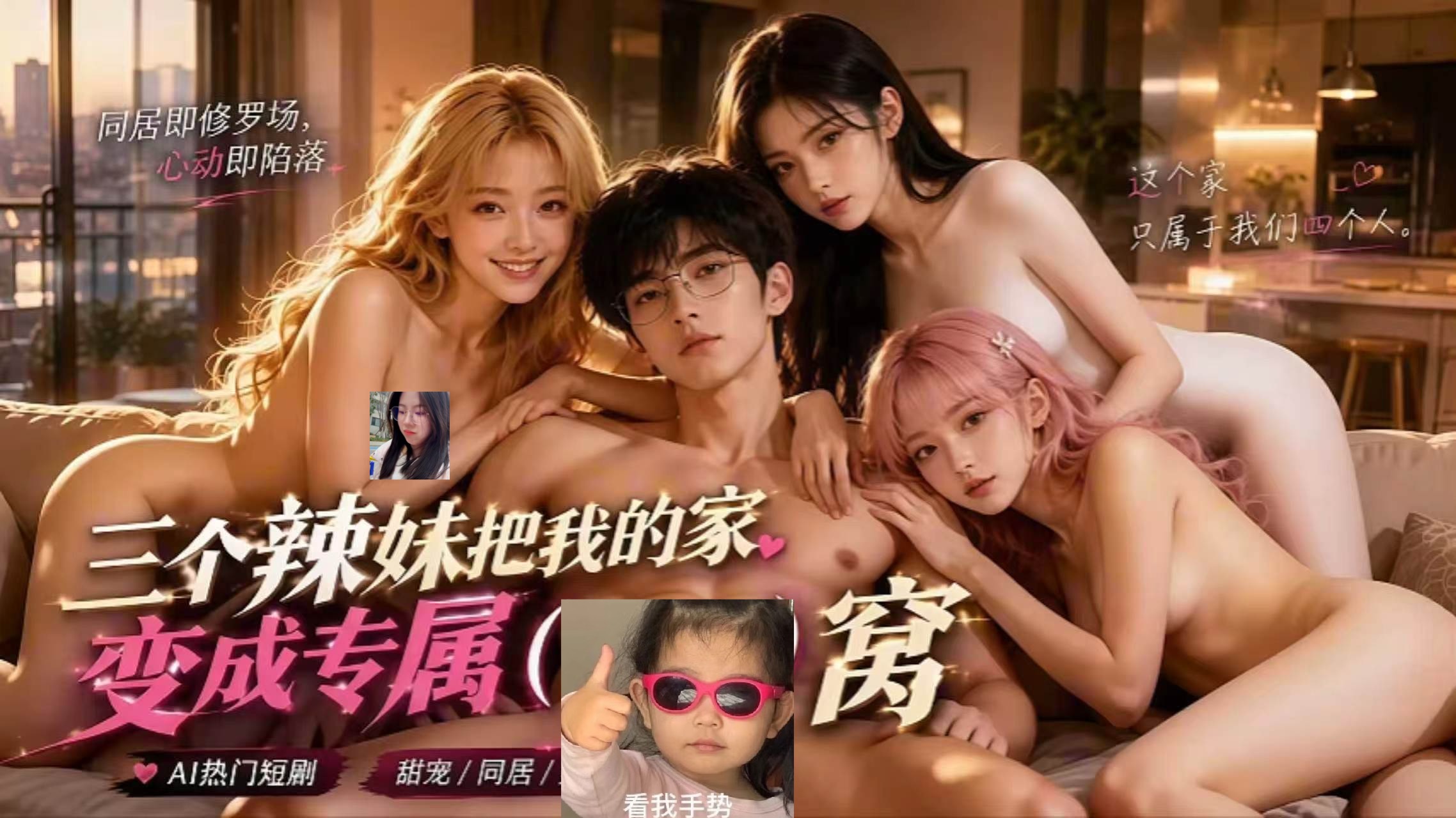 AI擦边短剧:三个辣妹把我家变成专属淫窝 《AI擦边短剧:三个辣妹把我家变成专属淫窝》短剧封面