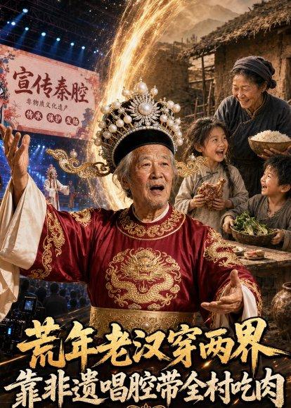 《荒年老汉穿两界：靠非遗唱腔带全村吃肉（73集）（百度网盘）》短剧封面