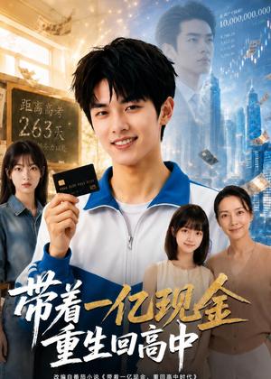 《带着一亿现金重生回高中(73集)AI短剧(夸克网盘)》短剧封面