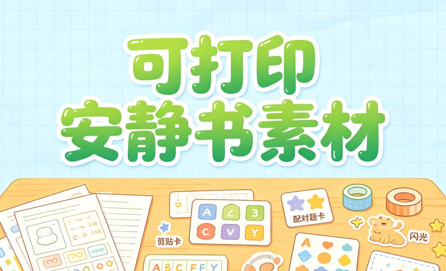 可打印安静书素材,多风格手工制作全套资源封面